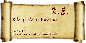 Káplár Edvina névjegykártya